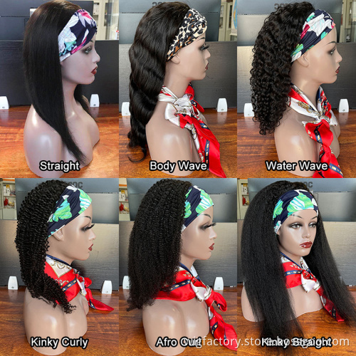 Kinky Straight Wig Headband Human Hair,Long Scarf Wig Glueless Brazilian Remy Hair,Curly Wigs Human Hair Lace Front